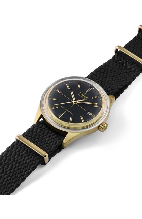 Timex ® Marlin® Jet Automatic Fabric Strap Watch, 38mm In Black