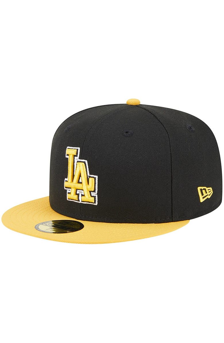 New Era Men's New Era Black/Gold Los Angeles Dodgers 59FIFTY Fitted Hat, Alternate, color, Black