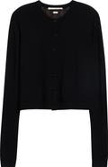 Jason Wu Collection Mixed Media Merino Wool & Stripe Cardigan