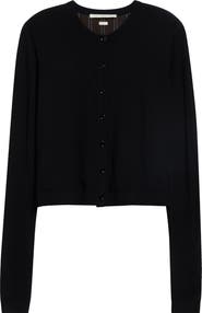 Jason Wu Collection Mixed Media Merino Wool & Stripe Cardigan