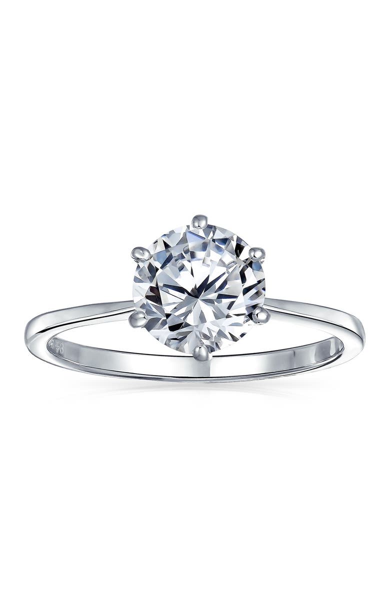 BLING JEWELRY CZ Solitaire Engagement Ring, Main, color,