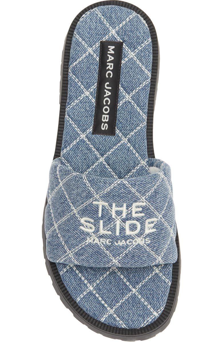Marc Jacobs Quilted Denim Slide Sandal, Alternate, color, Light Wash Indigo