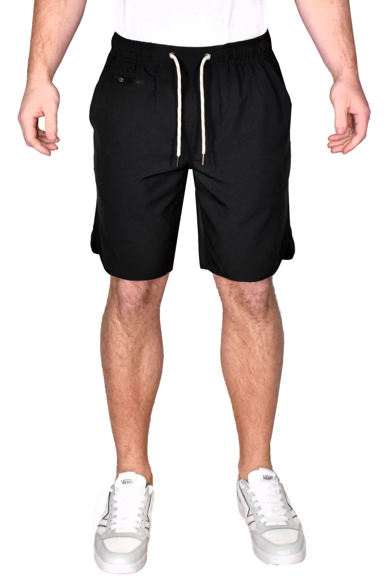Performance Windjammer Drawstring Shorts, Main, color, BLACK