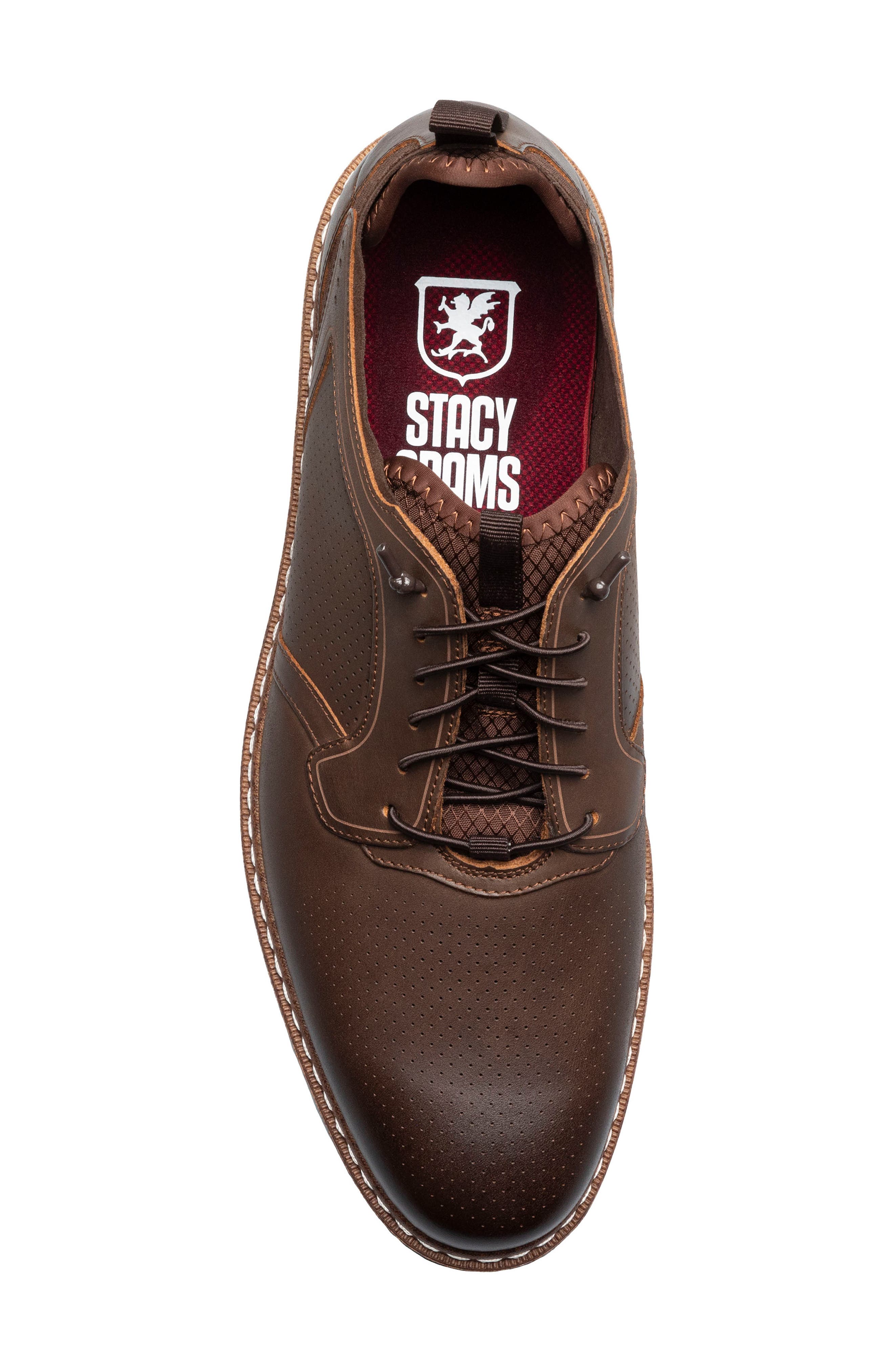 Stacy Adams Sync Perforated Elastic Lace Derby, Alternate, color, Brown Crazy Horse