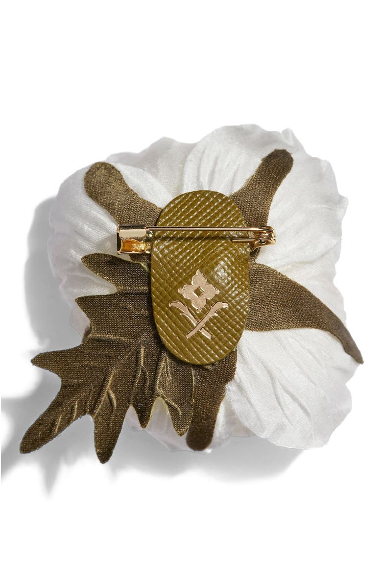 Helena Simon The White Poppy Floral Brooch, Alternate, color, White