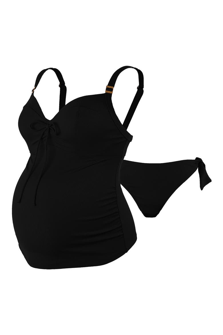 Porto Vecchio Maternity Tankini Swimsuit, Alternate, color, BLACK