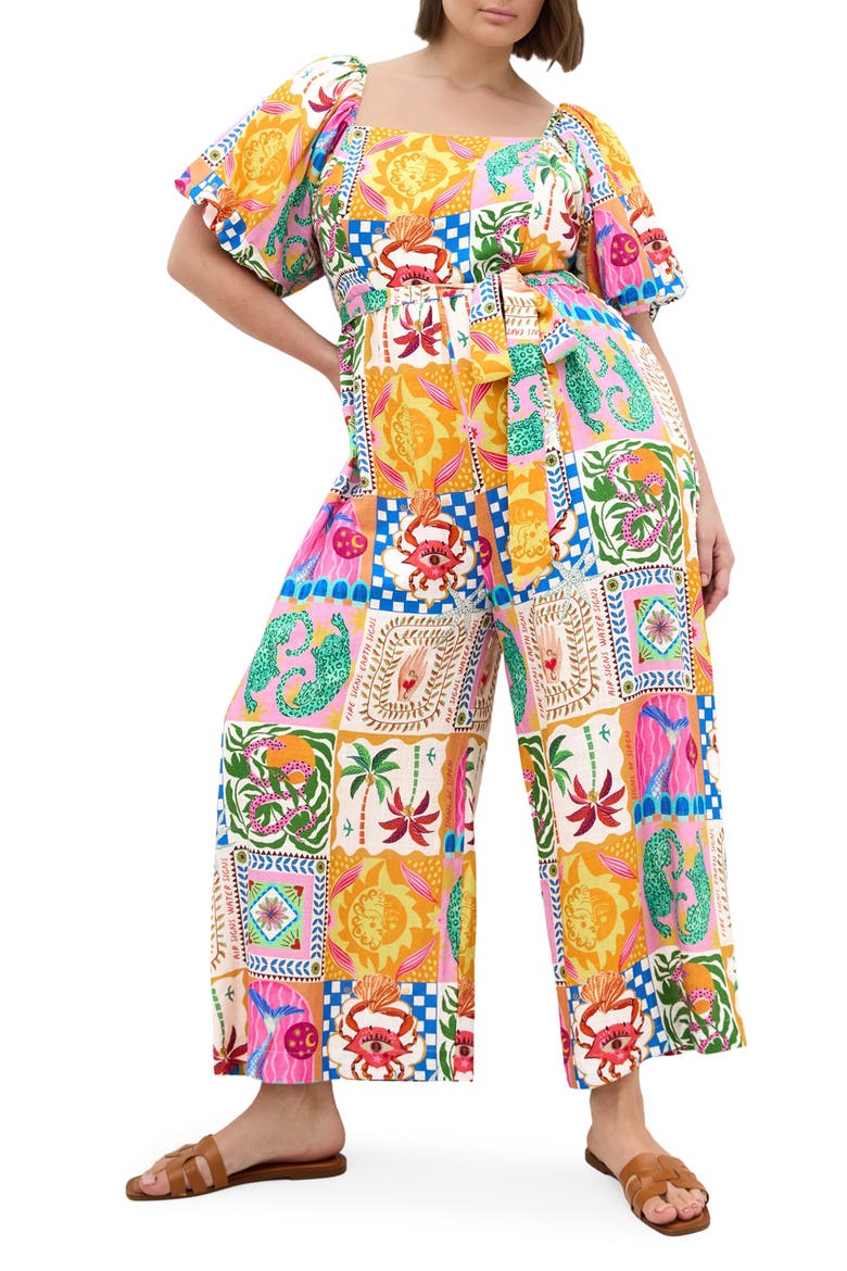 Positano Patchwork Print Jumpsuit, Main, color, POSITANO PRINT