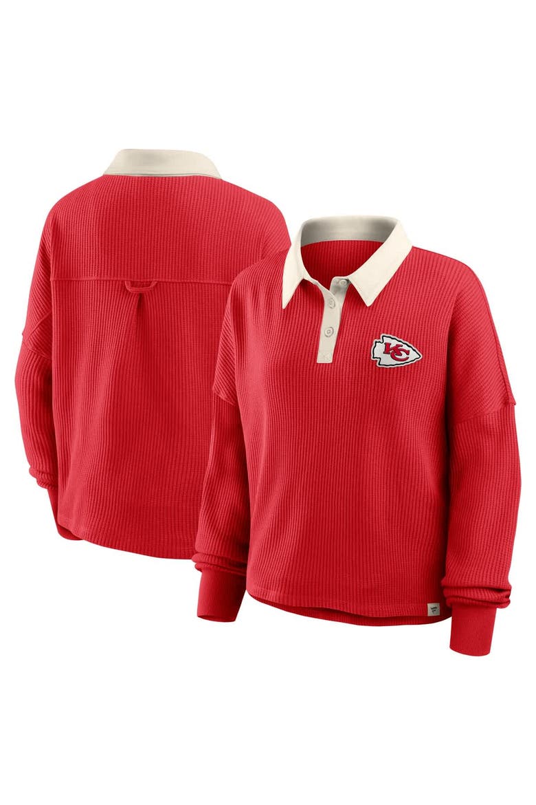 Women's Fanatics Red Kansas City Chiefs Oversized Hometown Premium Thermal Long Sleeve Shirt, Main, color, Red