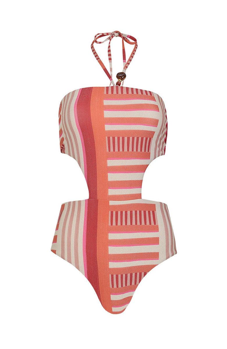 KIBYS Sunset Bazaar Stripes Print Rocky Trikini One Piece, Alternate, color, Sunset Stripes