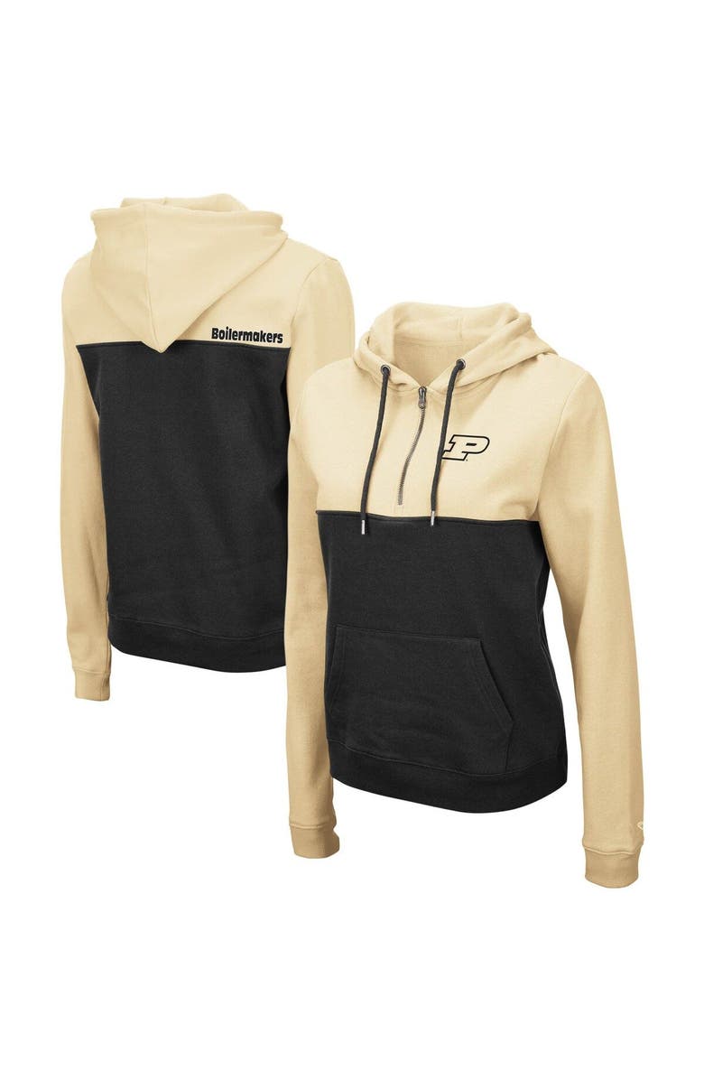 COLOSSEUM Women's Colosseum Cream/Charcoal Purdue Boilermakers Aidan Lightweight Half-Zip Hoodie, Main, color, 