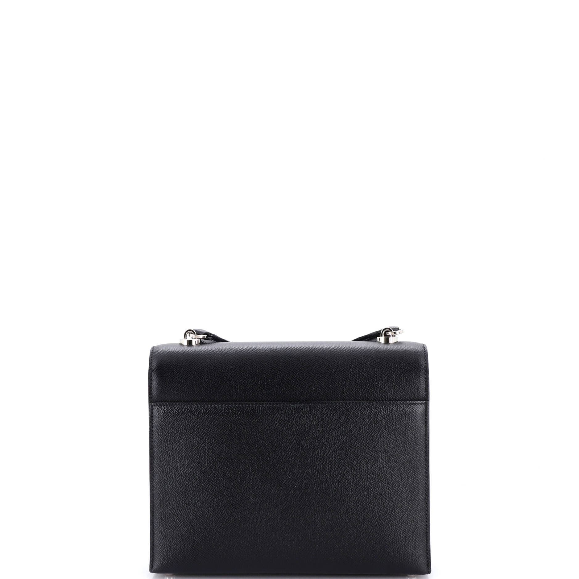 Pre-Owned Hermes Verrou Bag Epsom and Canvas 23, Alternate, color, Noir