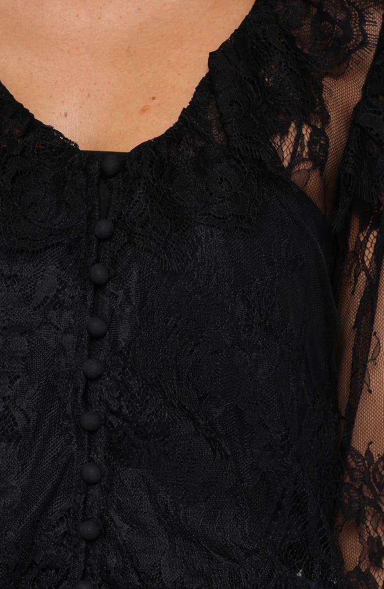 Petal & Pup Yeva Ruffle & Lace Top, Alternate, color, Black