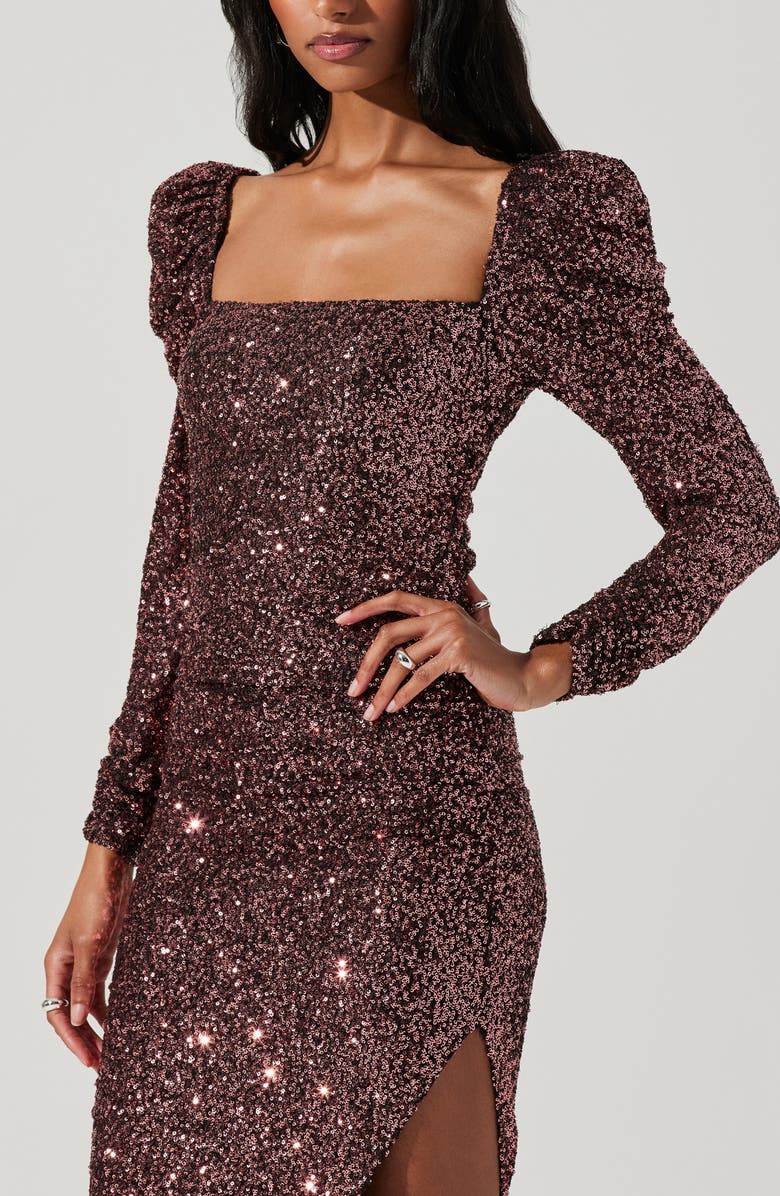 ASTR the Label Lourdes Long Sleeve Dress, Alternate, color, Dark Rose