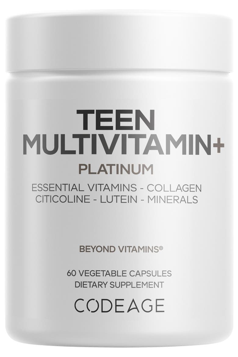 Teen Multivitamin+ Platinum, Vitamin A, E, B12, K2, Citicoline Supplement, Main, color, White