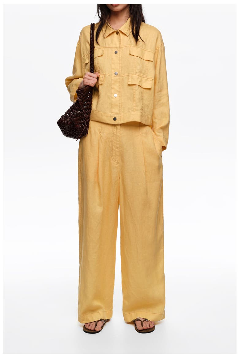 Linen Boxy Jacket, Alternate, color, YELLOW