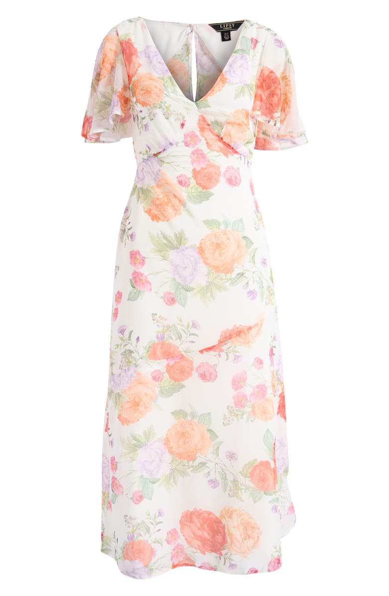 Lipsy Flutter Sleeve Maxi Dress, Alternate, color, White