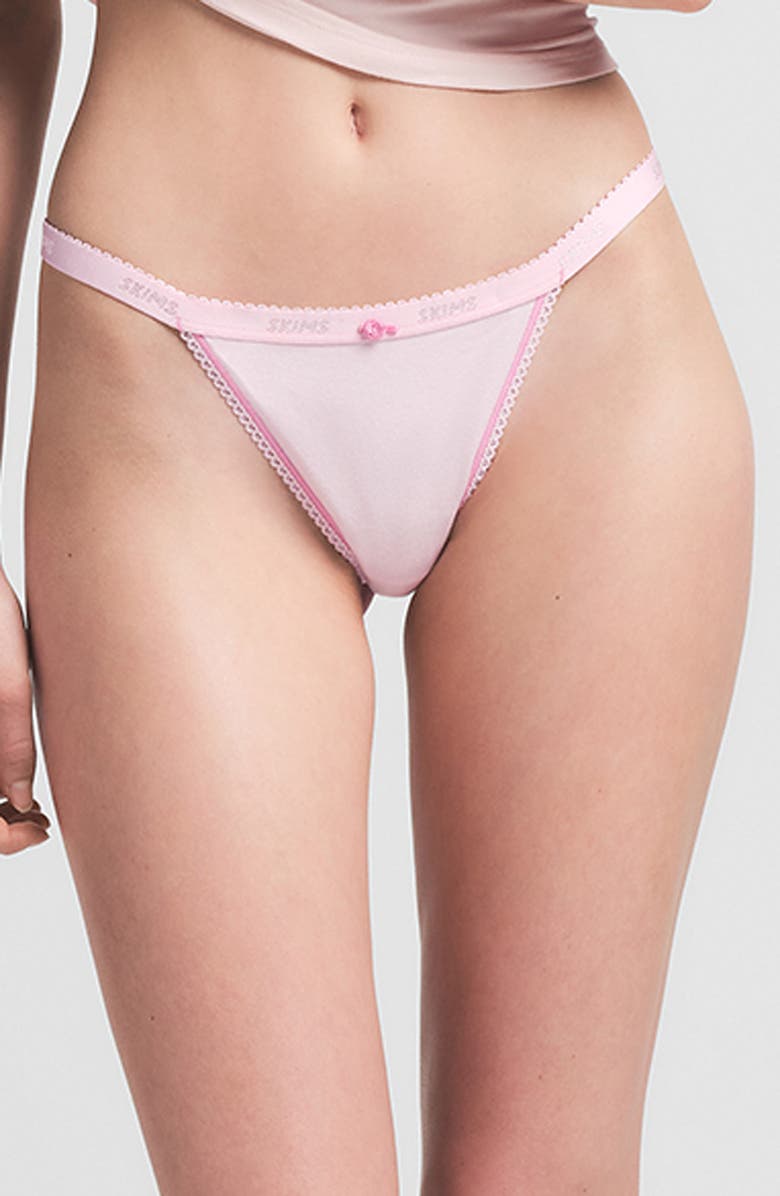 Lightweight Cotton Logo Picot String Bikini