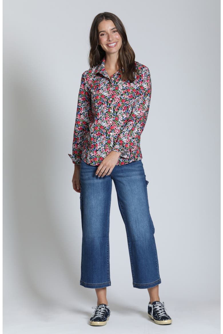 Classic Floral Button-Up Shirt, Alternate, color, RED BLUE MULTI