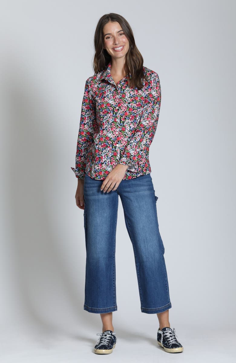 APNY Classic Floral Button-Up Shirt, Alternate, color, Red Blue Multi