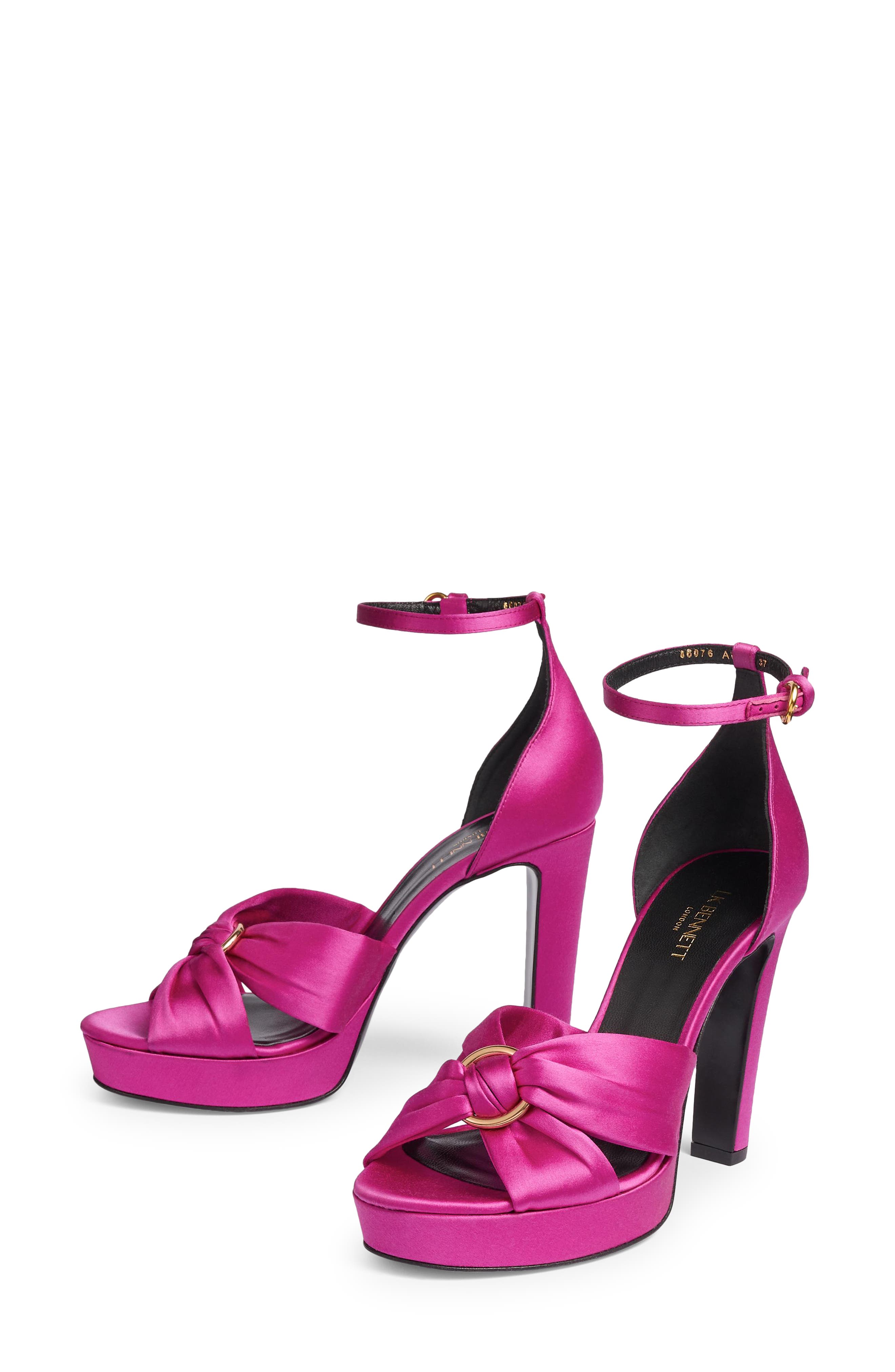 LK Bennett Aysha Satin Ankle Strap Sandal, Alternate, color, 