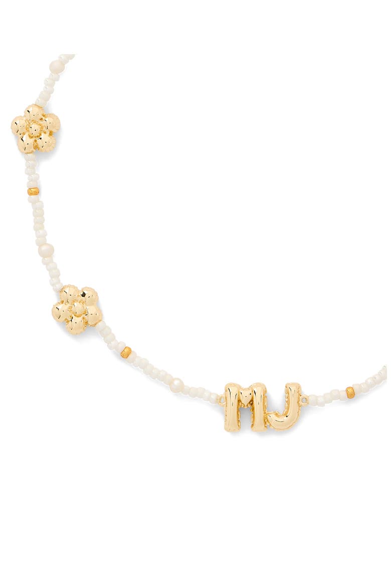 MJ Balloon Bead & Freshwater Pearl Necklace, Alternate, color, GOLD/ CREAM