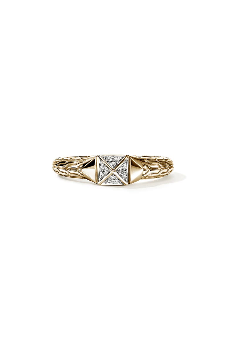 Icon Stud Ring with Pavé Diamonds, Main, color, GOLD