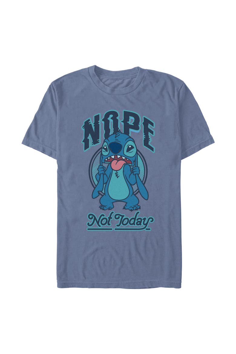 Men's Lilo & Stitch Nope Not Today Tongue Out Stitch  Graphic T-Shirt, Alternate, color, Blue Jean