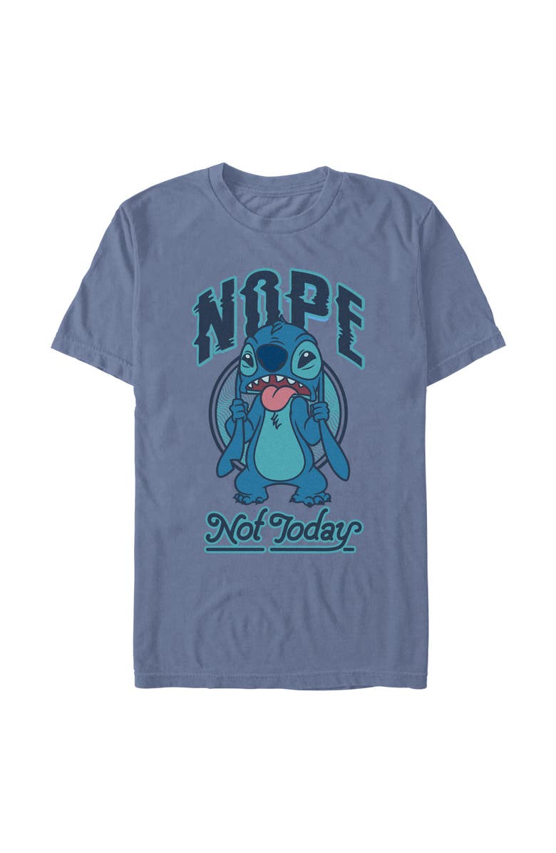 Lilo & Stitch Men's Lilo & Stitch Nope Not Today Tongue Out Stitch Graphic T-Shirt, Alternate, color, Blue Jean