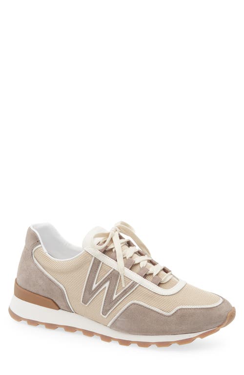 Jm Weston Animation On My Way Ghillies Knit Sneaker In Beige/white/taupe