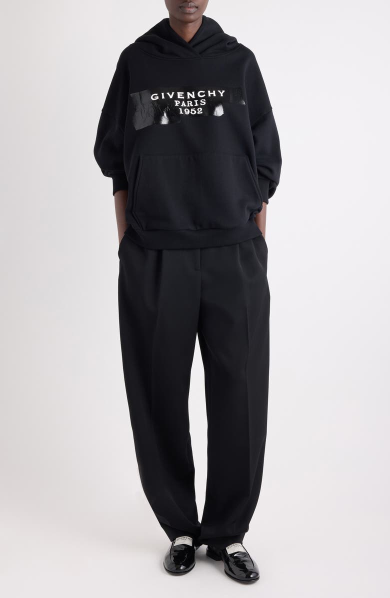 Givenchy Tape Logo Hoodie, Alternate, color, Black