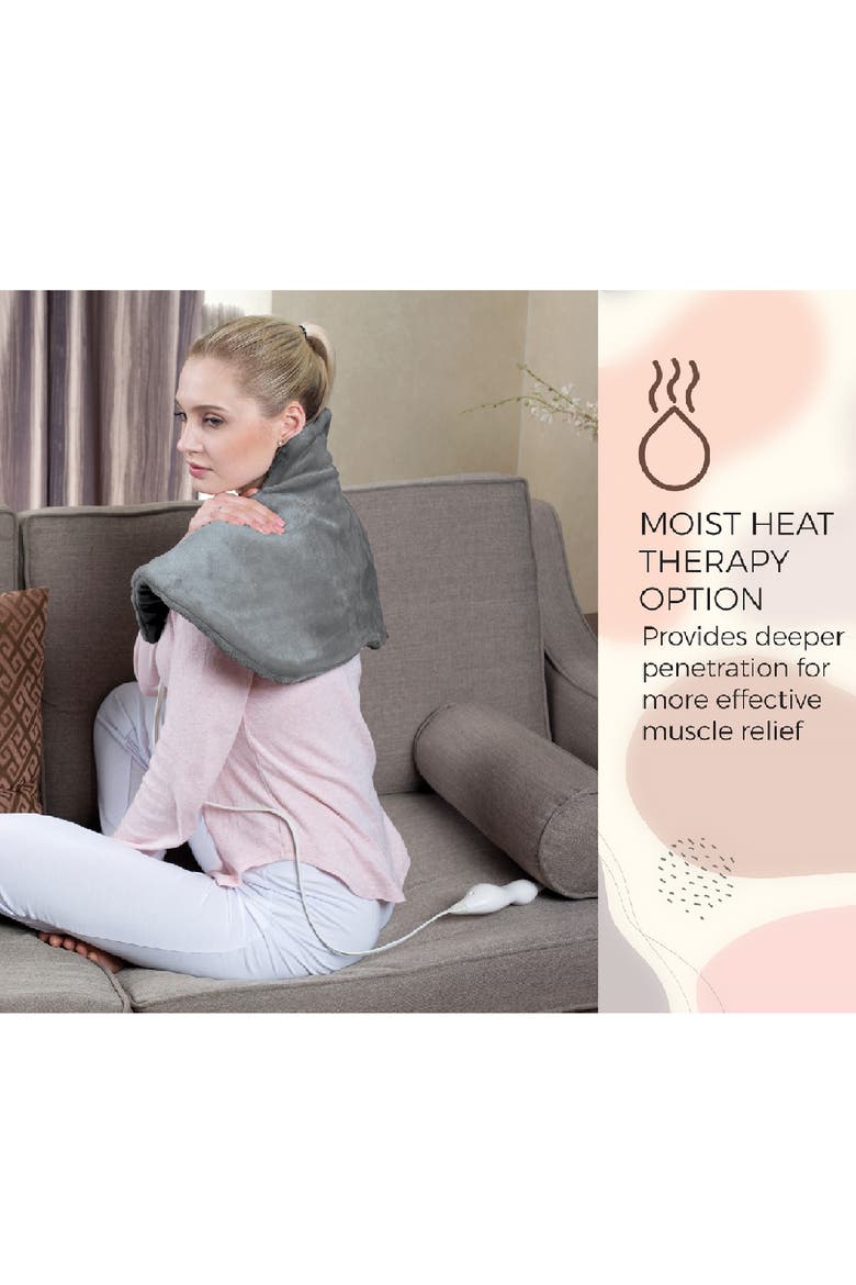 Electric Neck & Shoulder Heat Pad & Memory Foam Pillow, Alternate, color, Grey