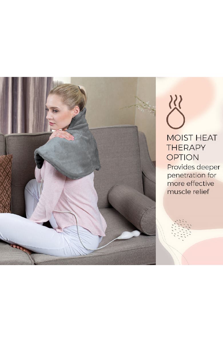 PURSONIC Electric Neck & Shoulder Heating Pad + Memory Foam Travel Pillow, Alternate, color, Grey