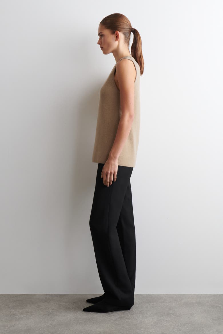 Wool V-Neck Tunic Vest, Alternate, color, BEIGE MÉLANGE