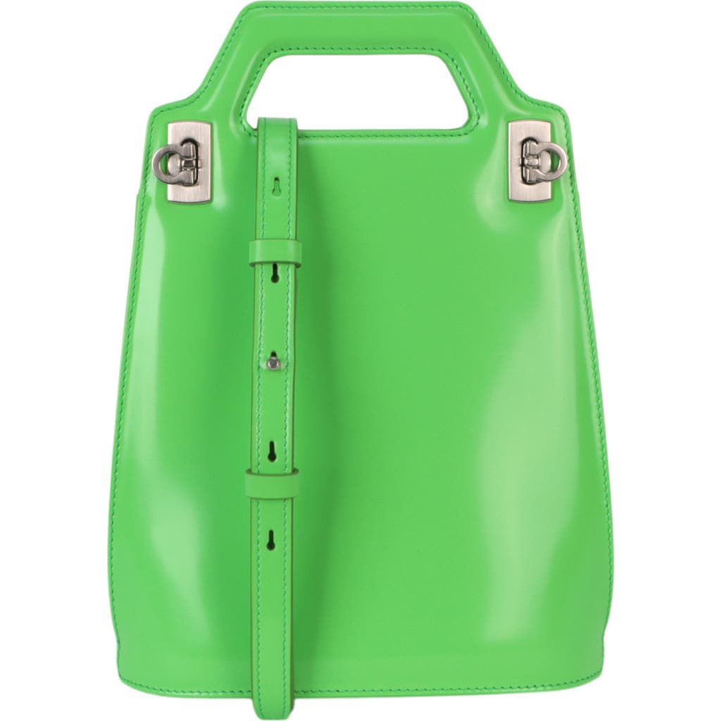Ferragamo Micro Wanda Patent Leather Shoulder Bag In Green