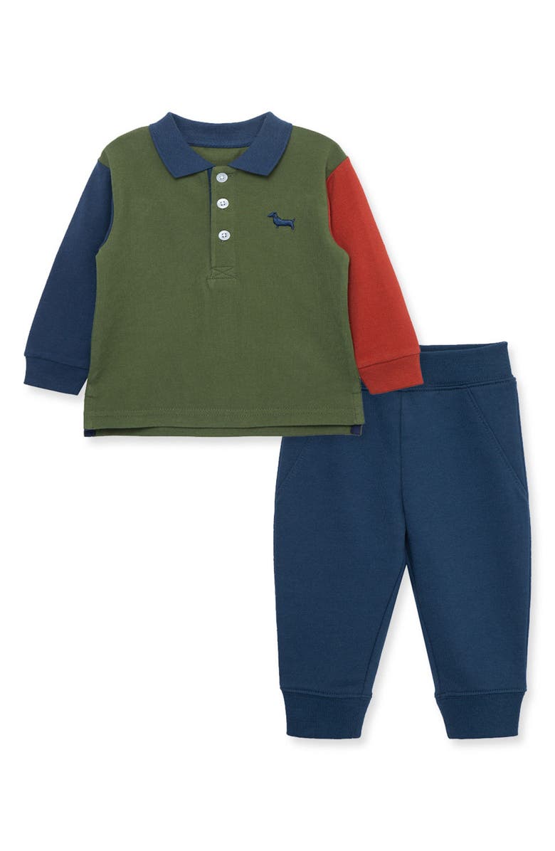 Little Me Coloblock Polo Shirt & Joggers Set, Main, color,