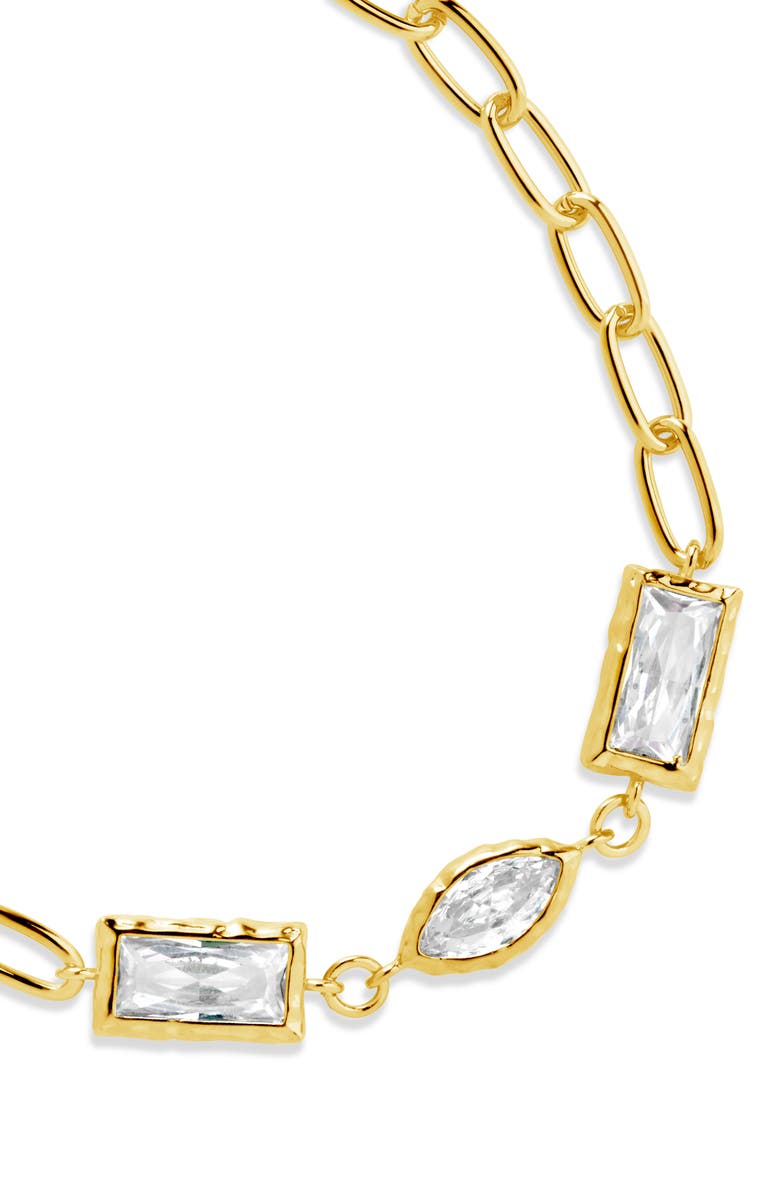 Sterling Forever Tate Cubic Zirconia Chain Bracelet, Alternate, color, Gold