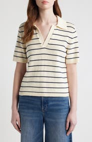 FRAME The Stripe Polo Top