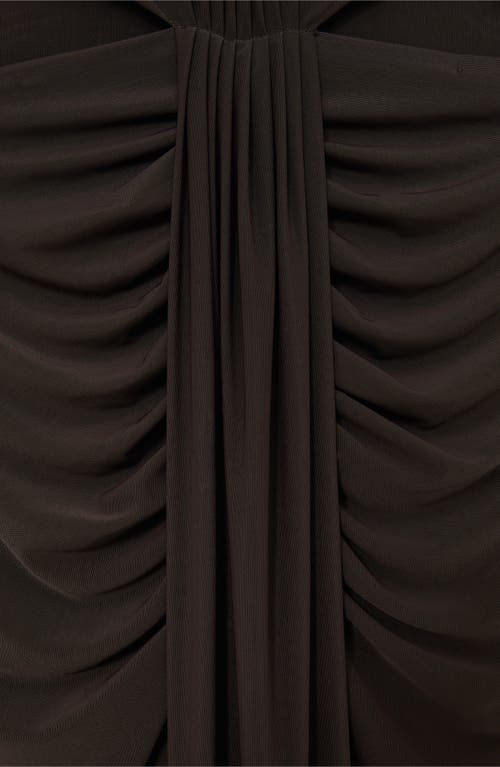 Reiss Daniella Drape & Ruched Detail Sleeveless Gown In Brown