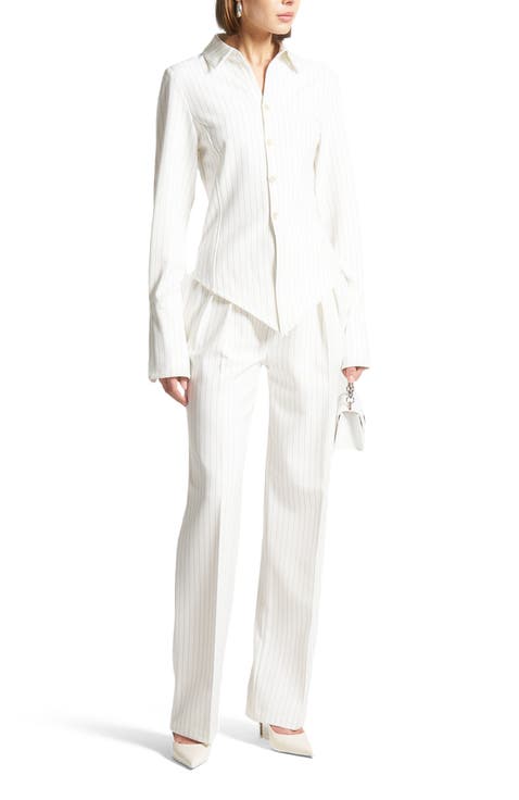 Julie Pinstripe Twin Pleat Tailored Trousers
