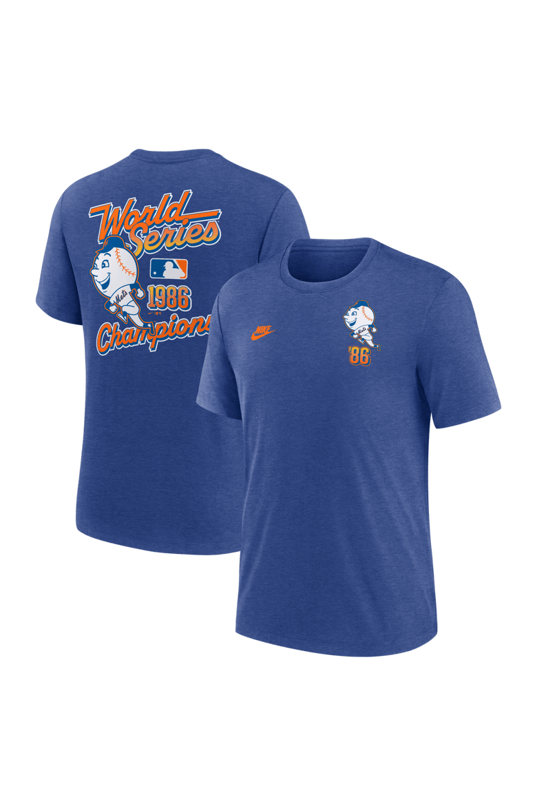 Men's Nike  Heather Royal New York Mets World Series 40th Anniversary Tri-Blend T-Shirt, Main, color, Heather Royal