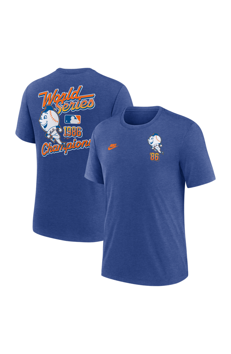 Nike Men's Nike Heather Royal New York Mets World Series 40th Anniversary Tri-Blend T-Shirt, Main, color, Heather Royal