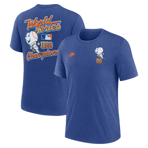 Men's Nike  Heather Royal New York Mets World Series 40th Anniversary Tri-Blend T-Shirt