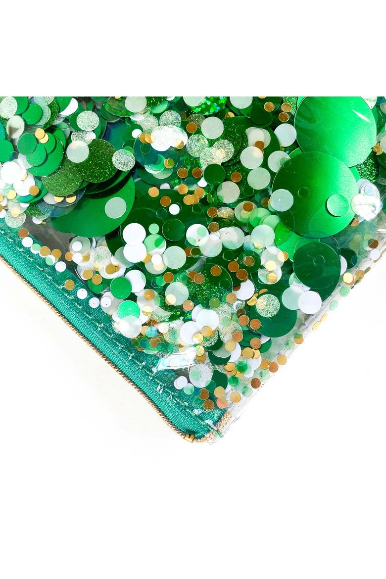 Spirit Squad Confetti Everything Pouch Makeup Bag Travel BagCosmetic Bag for Women, Alternate, color, Green