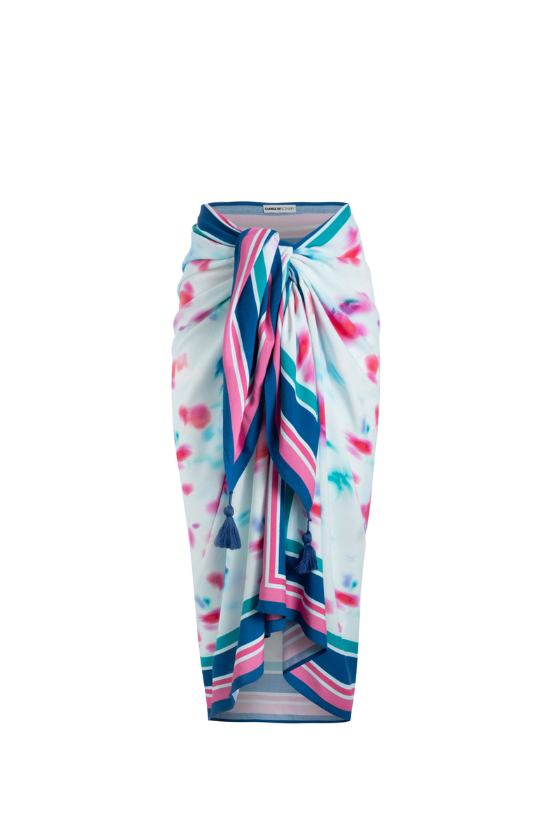 Melanie Border Print Pareo Cover-Up, Alternate, color, Cielo Print