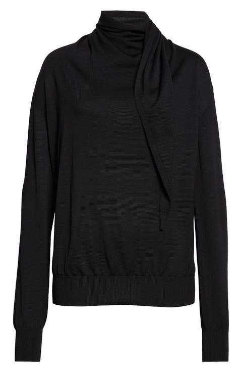 Scarf Tie Virgin Wool Sweater
