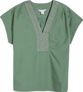 Tommy Bahama Oceana Isle Embroidered Cotton Popover Top