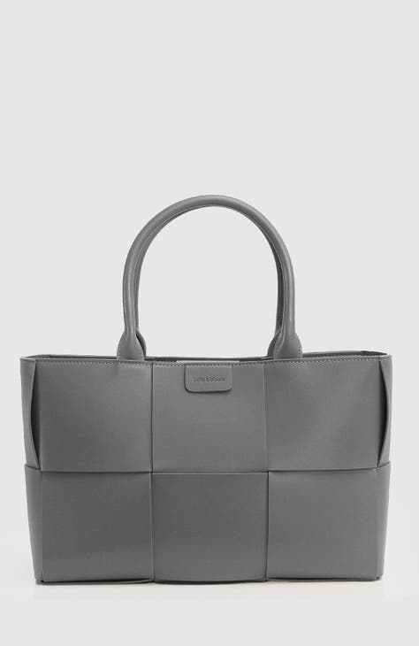 Gray leather bag sale