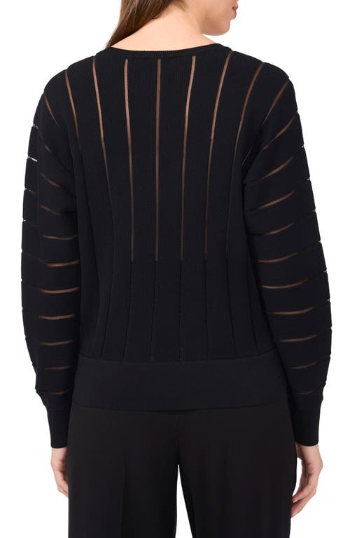 Halogenr Halogen(r) Sheer Stripe Sweater In Rich Black