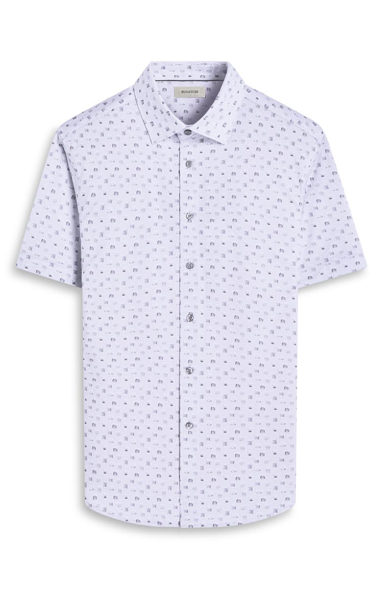 Bugatchi Miles OoohCotton<sup>®</sup> Whiskey Print Short Sleeve Button-Up Shirt, Alternate, color, Platinum