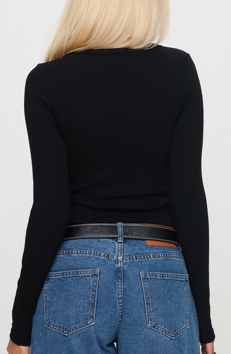 Princess Polly Passoni Asymmetric Cotton Crop Cardigan, Alternate, color, Black